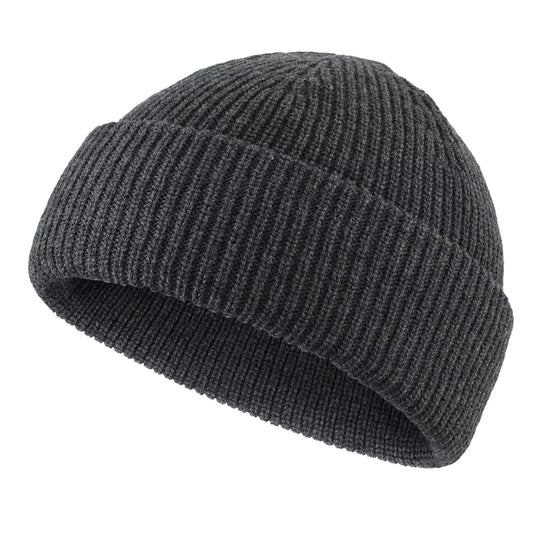 Connectyle Acrylic Trawler Beanies Winter Fisherman Beanie Hats for Men Plain Warm Cuff Watch Hat Dark Grey